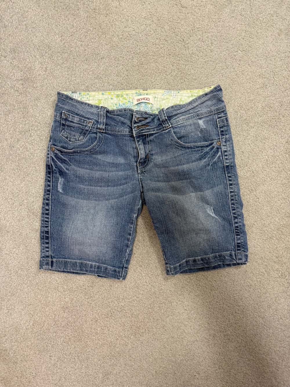 BONGO Women's Blue Denim Jean Shorts - Faded Mid Wash Size 12